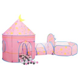 VidaXL Namiot do zabawy z 250 piłeczkami, różowy, 301x120x128 cm
