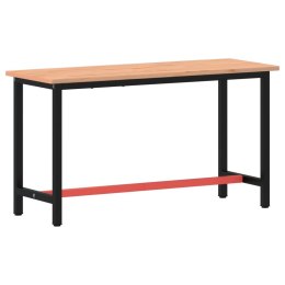 VidaXL Stół roboczy, 150x55x81,5 cm, lite drewno bukowe i metal