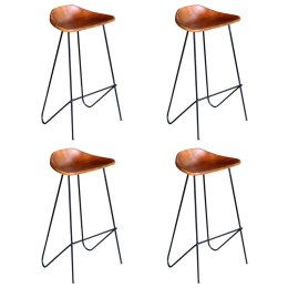 VidaXL Krzesła barowe, 4 szt., prawdziwa skóra, brązowe