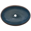 VidaXL Umywalka nablatowa, brązowo-niebieska, owalna, 59x40x15 cm
