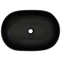 VidaXL Umywalka nablatowa, czarna, owalna, 59x40x14 cm, ceramiczna