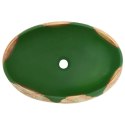VidaXL Umywalka nablatowa, zielono-brązowa, owalna, 59x40x15 cm