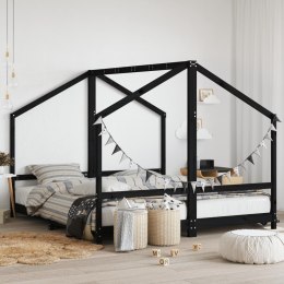 VidaXL Rama łóżka dziecięcego, czarna, 2x(90x200) cm, drewno sosnowe