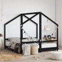 VidaXL Rama łóżka dziecięcego, czarna, 2x(80x160) cm, drewno sosnowe