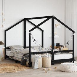 VidaXL Rama łóżka dziecięcego, czarna, 2x(80x200) cm, drewno sosnowe
