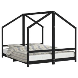 VidaXL Rama łóżka dziecięcego, czarna, 2x(80x200) cm, drewno sosnowe