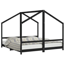 VidaXL Rama łóżka dziecięcego, czarna, 2x(90x190) cm, drewno sosnowe