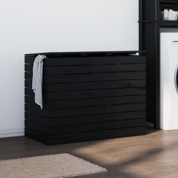 VidaXL Kosz na pranie, czarny, 88,5x44x66 cm, lite drewno sosnowe