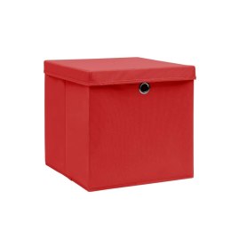 VidaXL Pudełka z pokrywami, 10 szt., 28x28x28 cm, czerwone