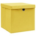 VidaXL Pudełka z pokrywami, 10 szt., 28x28x28 cm, żółte