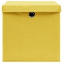 VidaXL Pudełka z pokrywami, 10 szt., 28x28x28 cm, żółte