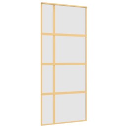 VidaXL Drzwi przesuwne, złote, 90x205 cm, mrożone szkło ESG, aluminium