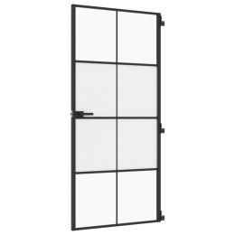 VidaXL Drzwi wewnętrzne, czarne, 93x201,5 cm, szkło i aluminium