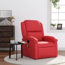 VidaXL Rozkładany fotel masujący, czerwony, sztuczna skóra