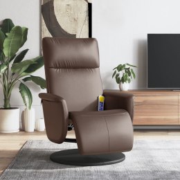 VidaXL Rozkładany fotel masujący z podnóżkiem, brązowy, sztuczna skóra