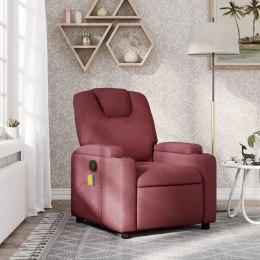 VidaXL Rozkładany fotel masujący, winna czerwień, obity tkaniną