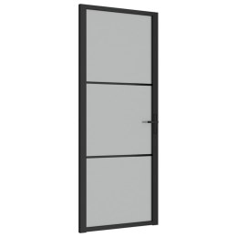 VidaXL Drzwi wewnętrzne, 83x201,5 cm, czarne, matowe szkło i aluminium