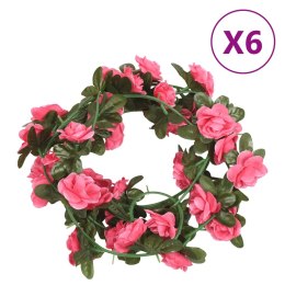 VidaXL Sztuczne girlandy kwiatowe, 6 szt., czerwień różana, 240 cm