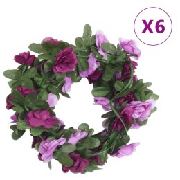 VidaXL Sztuczne girlandy kwiatowe, 6 szt., wiosenny jasny fiolet
