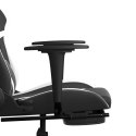 VidaXL Masujący fotel gamingowy z podnóżkiem, czarno-biały