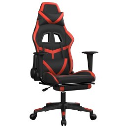 VidaXL Fotel gamingowy z podnóżkiem, czarno-czerwony, sztuczna skóra
