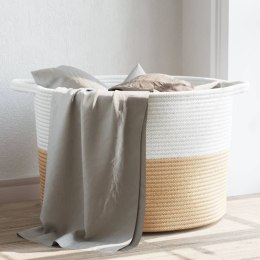 VidaXL Kosz na pranie, beżowo-biały, Ø55x36 cm, bawełna