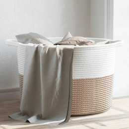 VidaXL Kosz na pranie, brązowo-biały, Ø55x36 cm, bawełna