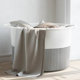 VidaXL Kosz na pranie, szaro-biały, Ø55x36 cm, bawełna
