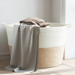VidaXL Kosz na pranie, beżowo-biały, Ø60x36 cm, bawełna