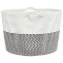 VidaXL Kosz na pranie, szaro-biały, Ø60x36 cm, bawełna
