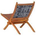 VidaXL Krzesło składane, brązowe, skóra naturalna