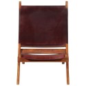 VidaXL Krzesło składane, ciemnobrązowe, skóra naturalna