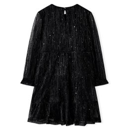 Sukienka dziecięca z długimi rękawami, czarna, 128