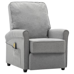 VidaXL Elektryczny fotel masujący, jasnoszary, tkanina