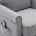 VidaXL Elektryczny fotel masujący, jasnoszary, tkanina