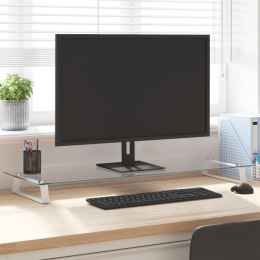 VidaXL Podstawka pod monitor, biała, 100x35x8 cm, szkło i metal