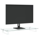 VidaXL Podstawka pod monitor, biała, 80x35x8 cm, szkło i metal