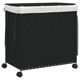 VidaXL Kosz na pranie z kółkami, czarny, 60x35x60,5 cm, rattan