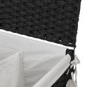 VidaXL Kosz na pranie z kółkami, czarny, 60x35x60,5 cm, rattan