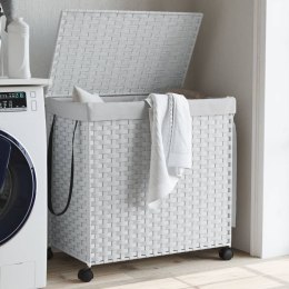 VidaXL Kosz na pranie z kółkami, biały, 60x35x60,5 cm, rattan