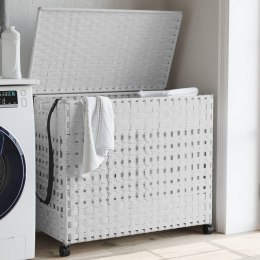 VidaXL Kosz na pranie z kółkami, biały, 66x35x60 cm, rattan