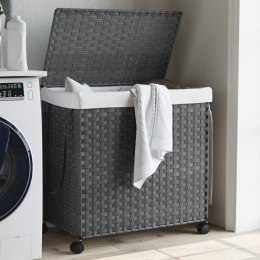VidaXL Kosz na pranie z kółkami, szary, 60x35x60,5 cm, rattan