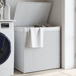 VidaXL Kosz na pranie z 2 komorami, biały, 53x35x57 cm, polirattan