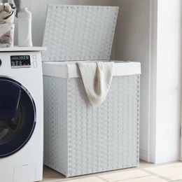 VidaXL Kosz na pranie z pokrywą, biały, 46x33x60 cm, polirattan
