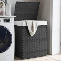 VidaXL Kosz na pranie z pokrywą, szary, 46x33x60 cm, polirattan