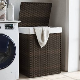 VidaXL Kosz na pranie z pokrywą, ciemny brąz, 46x33x60 cm, polirattan