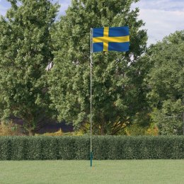VidaXL Flaga Szwecji z masztem, 5,55 m, aluminium