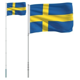 VidaXL Flaga Szwecji z masztem, 5,55 m, aluminium