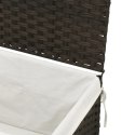 VidaXL Kosz na pranie z pokrywą, ciemny brąz, 55,5x35x34cm, polirattan
