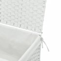 VidaXL Kosz na pranie, z pokrywą, biały, 55,5x35x34 cm, polirattan